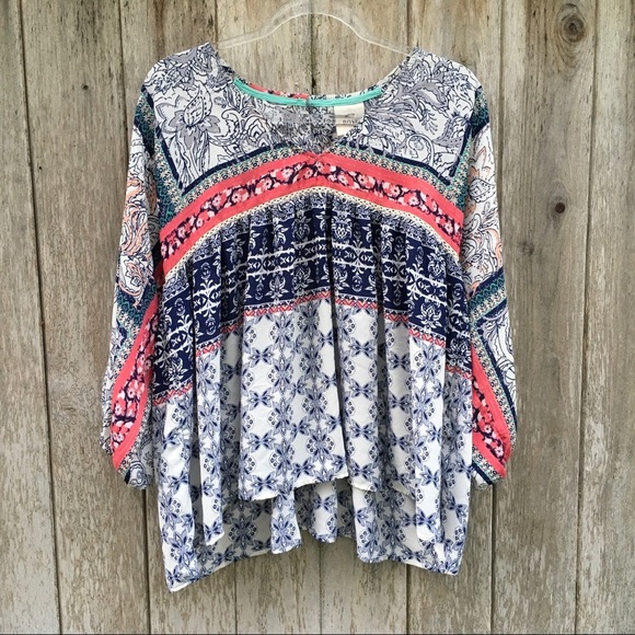 Knox Rose Tops - Knox Rose Boho Farmhouse Floral Blouse Medium
